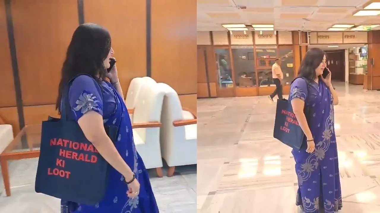 'नेशनल हेराल्ड की लूट' लिखा बैग लेकर जेपीसी में पहुंचीं बांसुरी स्वराज, एक राष्ट्र एक चुनाव पर है बैठक  वन नेशन, वन इलेक्शन
