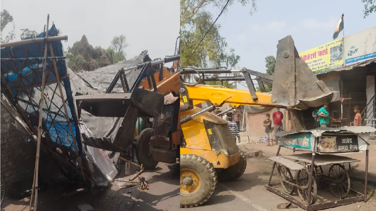 Bulldozers run encroachment Madiyanv illegal carts huts