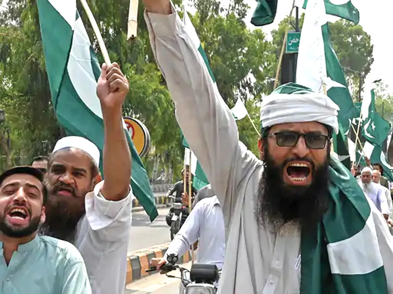 Protests against India are continuing in Peshawar as well