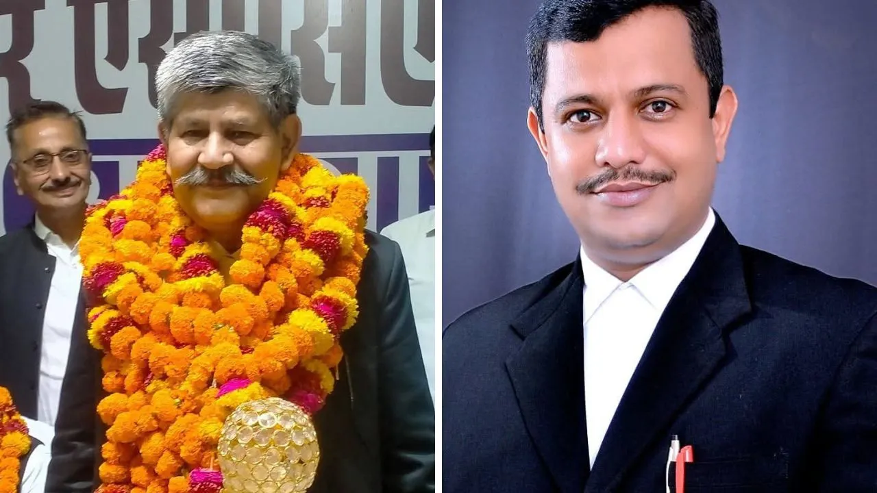 बार एसोसिएशन के पूर्व अध्यक्ष नरेश चंद्र त्रिपाठी और पूर्व महामंत्री आदित्य सिंह। 