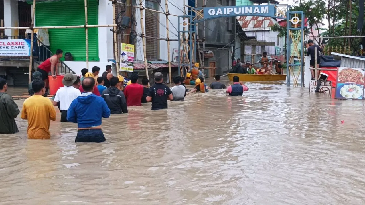Flood in Imphal, waterlogging in Guwahati
