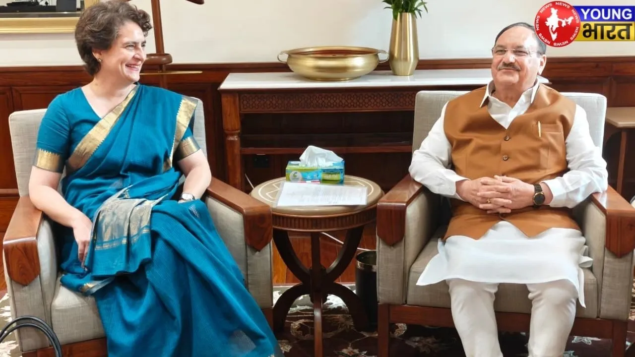Priyanka Gandhi with JP Nadda