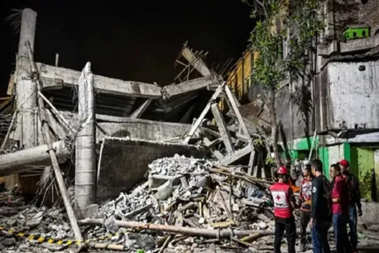 An unfinished building of an Islamic school collapsed in Indonesia Photo ANI
