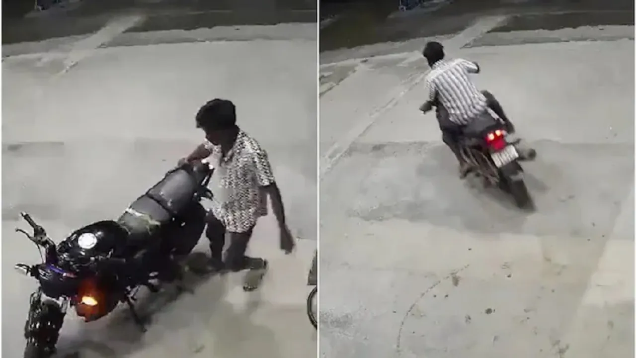 The biker seen riding away from a fuel dispenser Screengrab