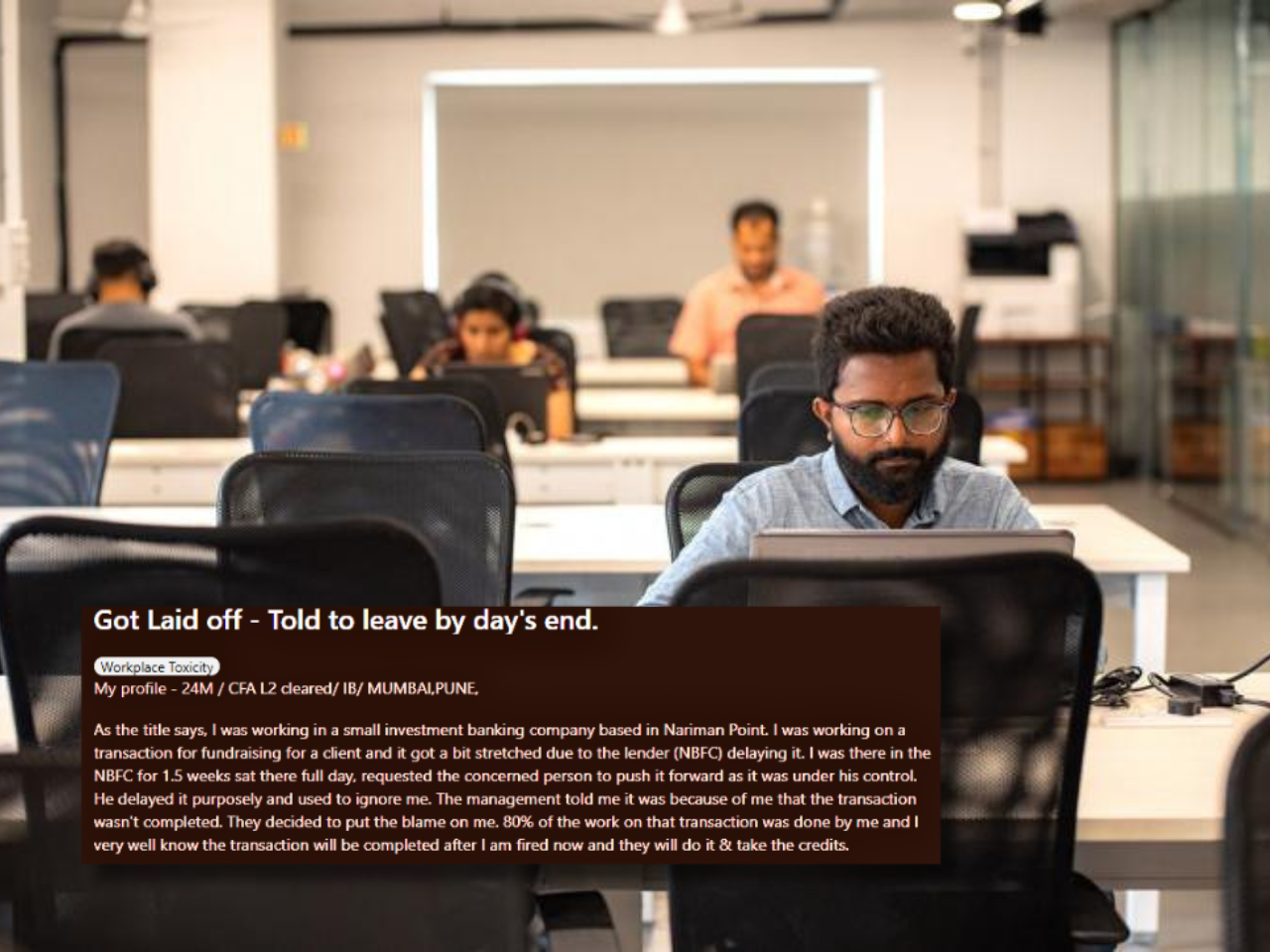 ‘Blamed and fired the same day’: 24-yr-old investment banker alleges sudden layoff in Mumbai firm