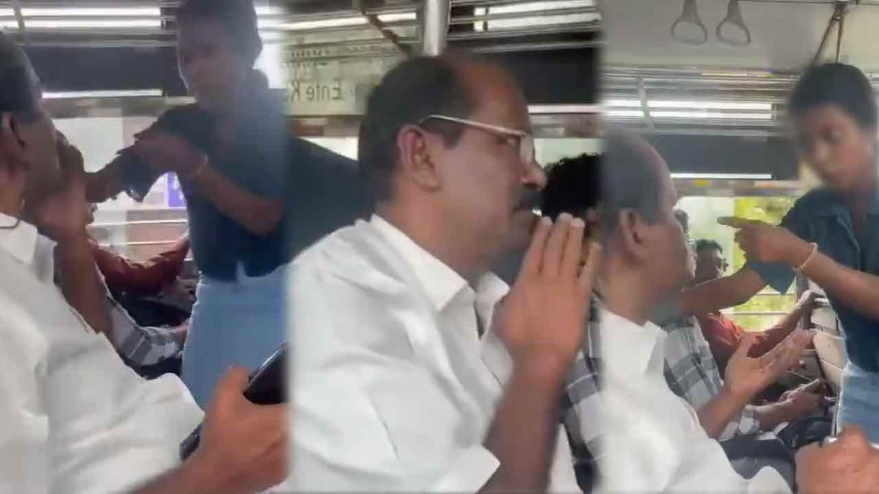 ஓடும் பேருந்தில் சிறுமிக்கி பாலியல் தொல்லை; வெளுத்து வாங்கிய இளம்பெண்!