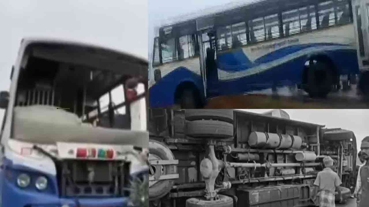 ஒன்றன்பின் ஒன்றாக 3 பேருந்துகள் மோ@தி விப@த்து; 20க்கும் மேற்பட்டோர் கா@யம்!