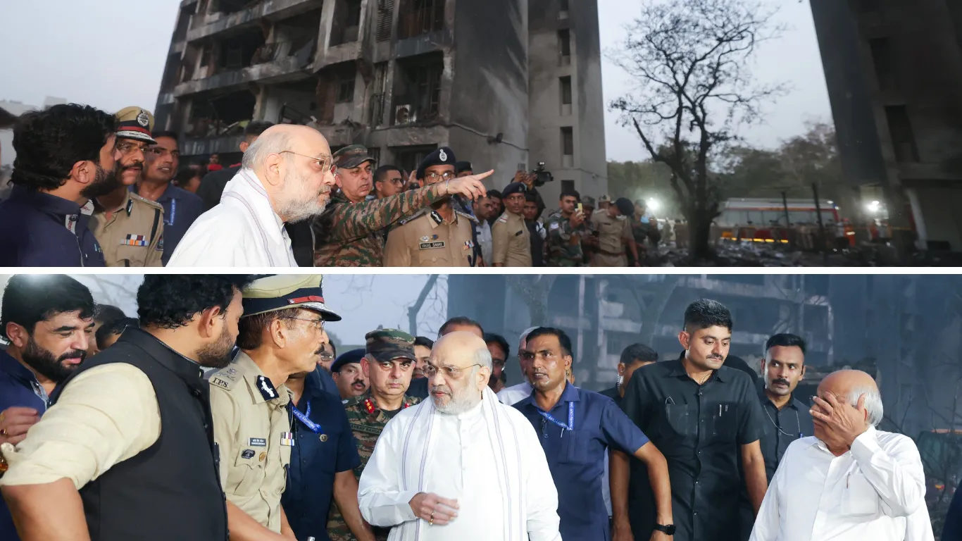 Union Home Minister Amit Shah Inspected the site of the fatal plane crash in Ahmedabad