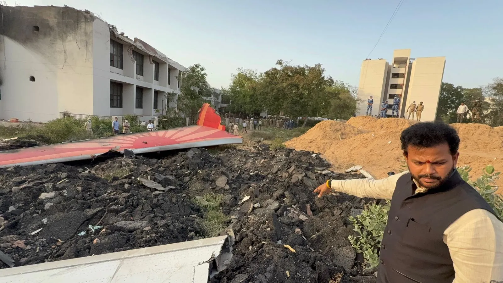 Aviation Minister Ram Mohan Naidu on the site of Air India Crash