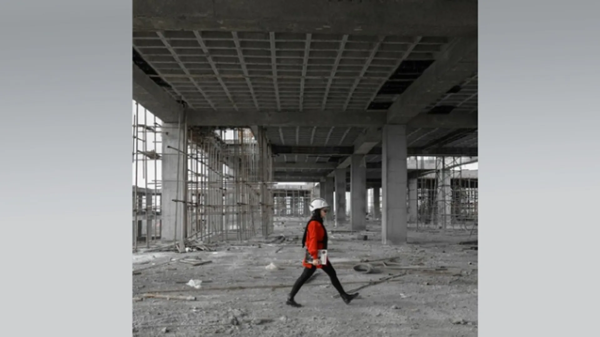 woman at building construction site