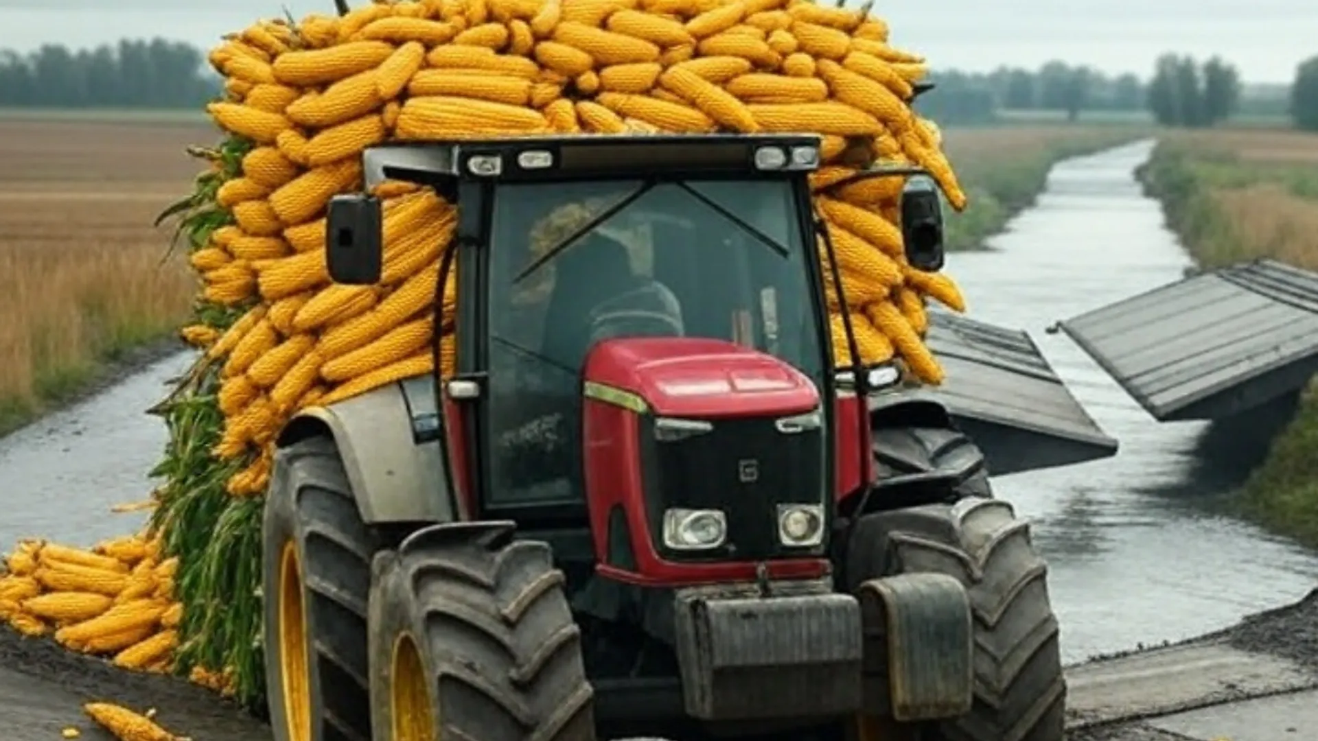 bihar bridge collapse in saharsa overloaded tractor with corn pass over it