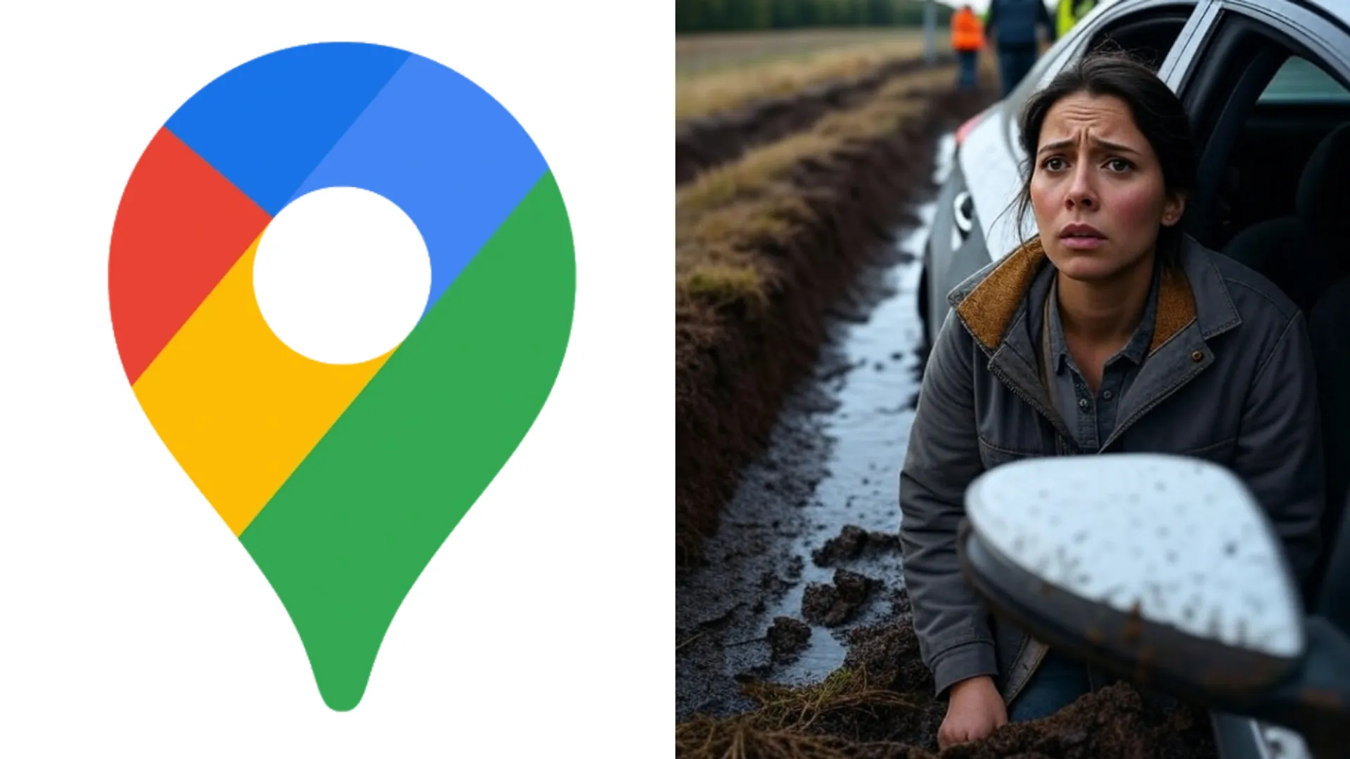 google maps show wrong route woman driving car falls in ditch rescued