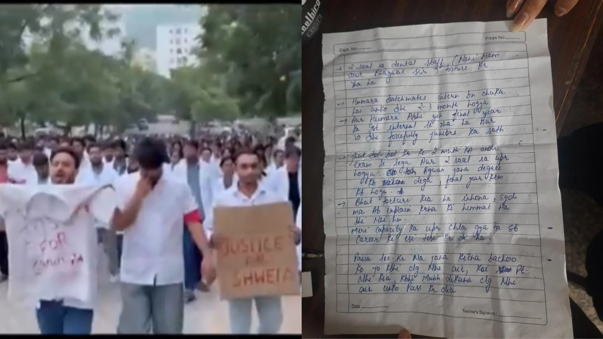 udaipur mbbs student suicide students outside college gate protesting and demanding action against staff named in note