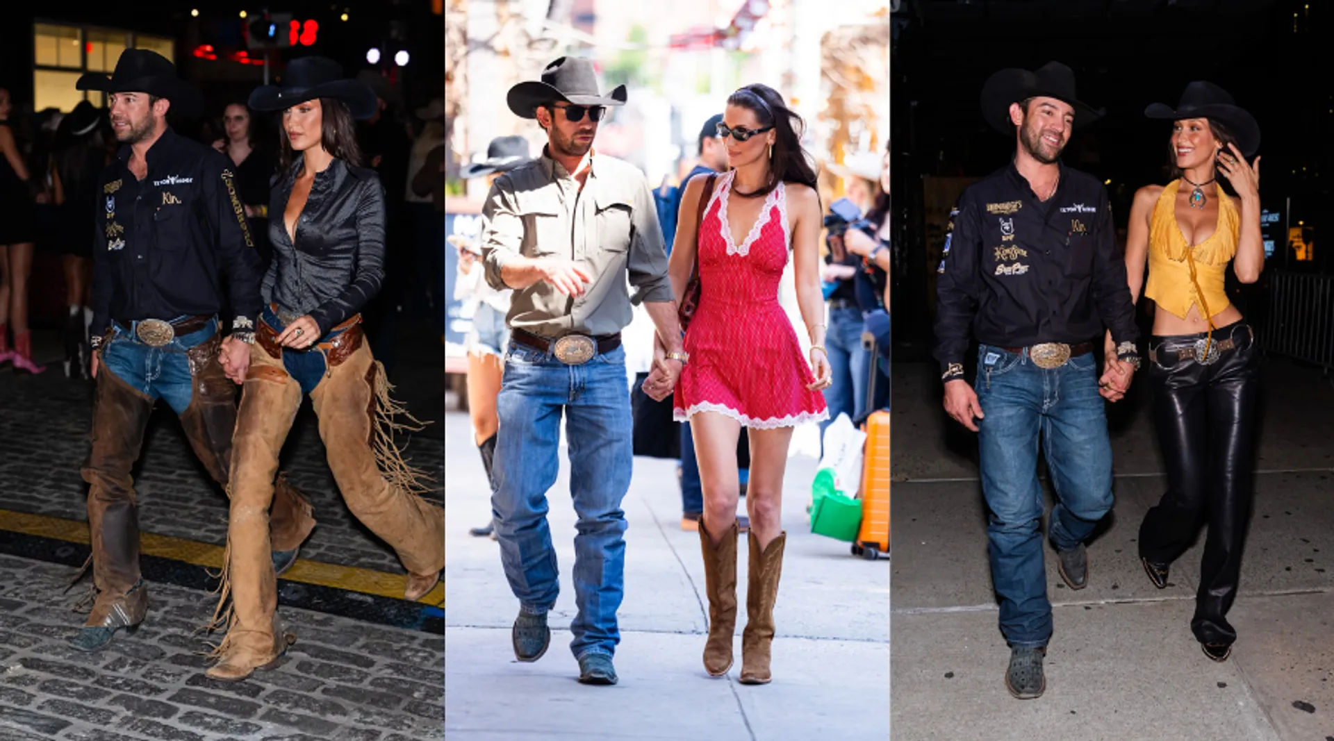 Bella Hadid’s Denim Skirt, Cowboy Boots And Corset Proves 'Cowboycore' Isn’t Going Anywhere In AW '24