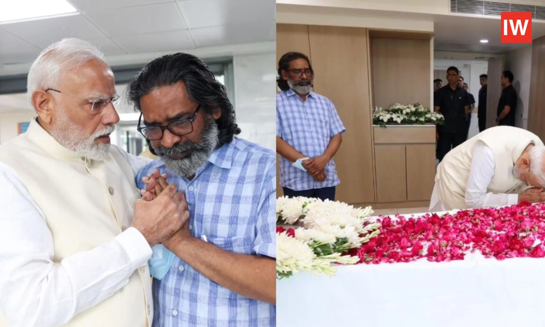 Former-Jharkhand-CM-Shibu-Soren-Passes-AwaPM-Modi-Pays-Tribute,-Consoles-Hemant-at-Hospital