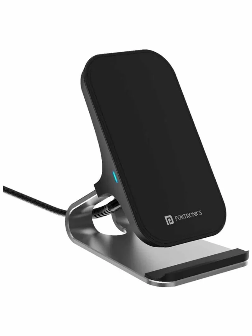 Portronics-Freedom-Wireless-Charger-With-a-dual-coil-and-aluminum-body,-it-provides-fast-charging-of-15W-speed.