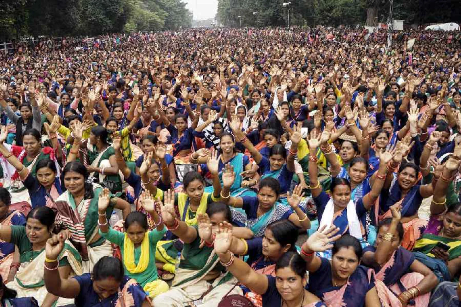 Mission-Shakti-Workers-Protest-in-Bhubaneswar-Over-Unpaid-Salaries
