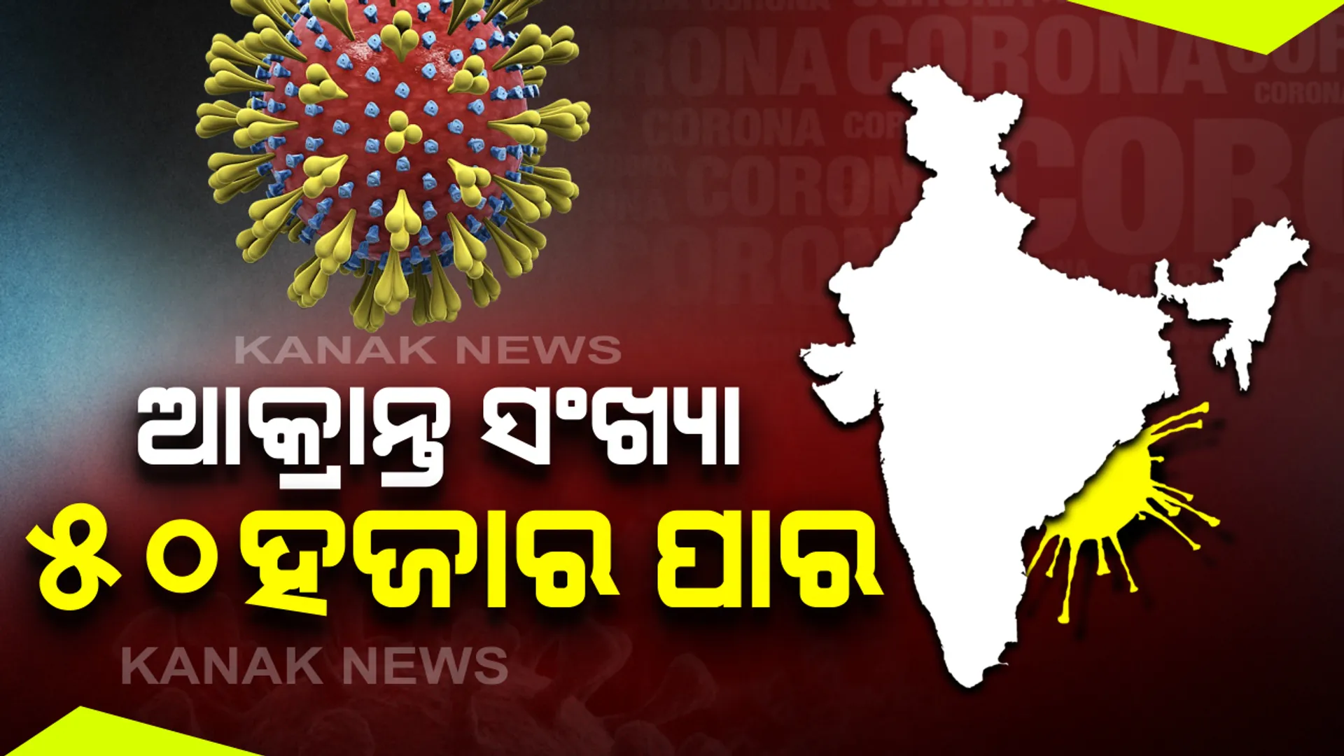 ଦେଶରେ କରୋନା ଆକ୍ରାନ୍ତଙ୍କ ସଂଖ୍ୟା ୫୦ ହଜାର ପାର :ସଂକ୍ରମିତଙ୍କ ସଂଖ୍ୟା ୫୨୯୫୨କୁ ବୃଦ୍ଧି