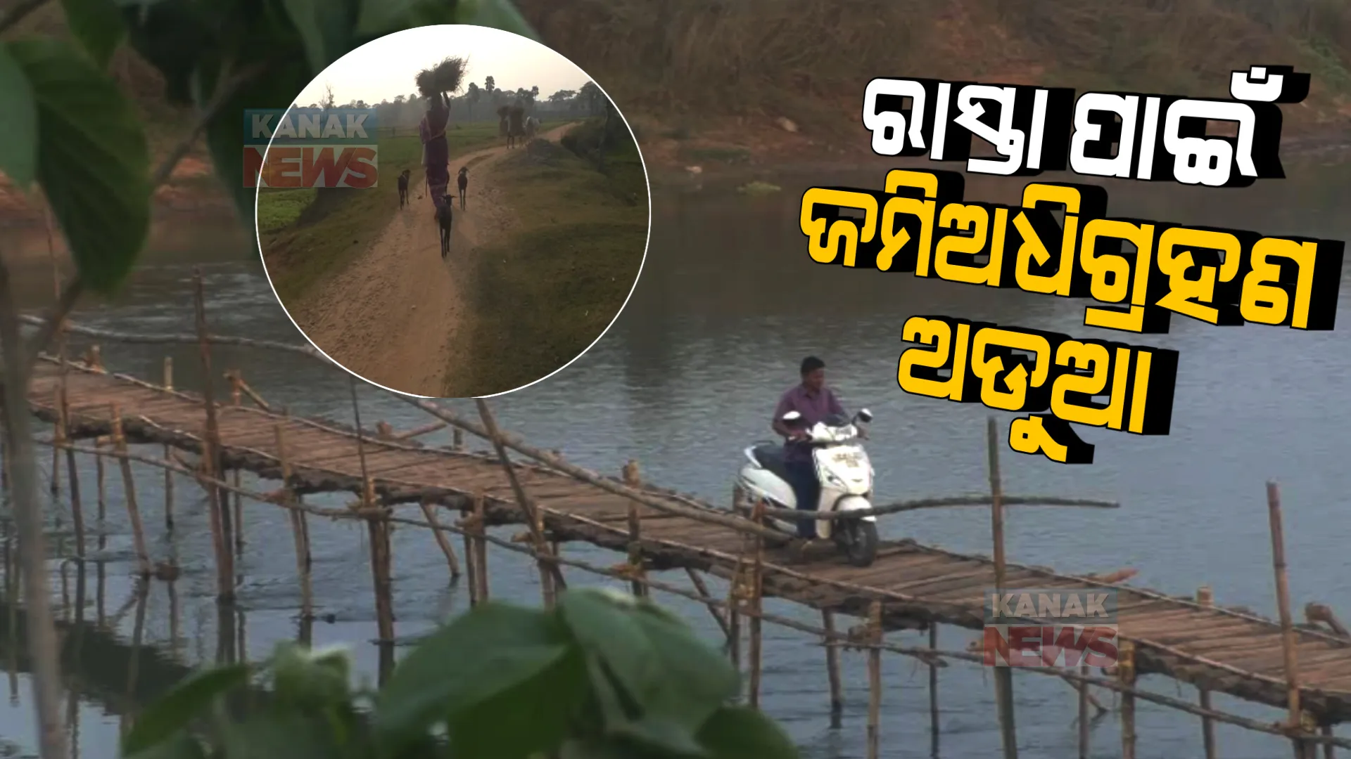 ବର୍ଷ ବର୍ଷ ଧରି ମରାମତି ହୋଇପାରୁନି ରାସ୍ତା । ବାଉଁଶ ପୋଲରେ ଯାତାୟତ କରନ୍ତି ଲୋକେ ।