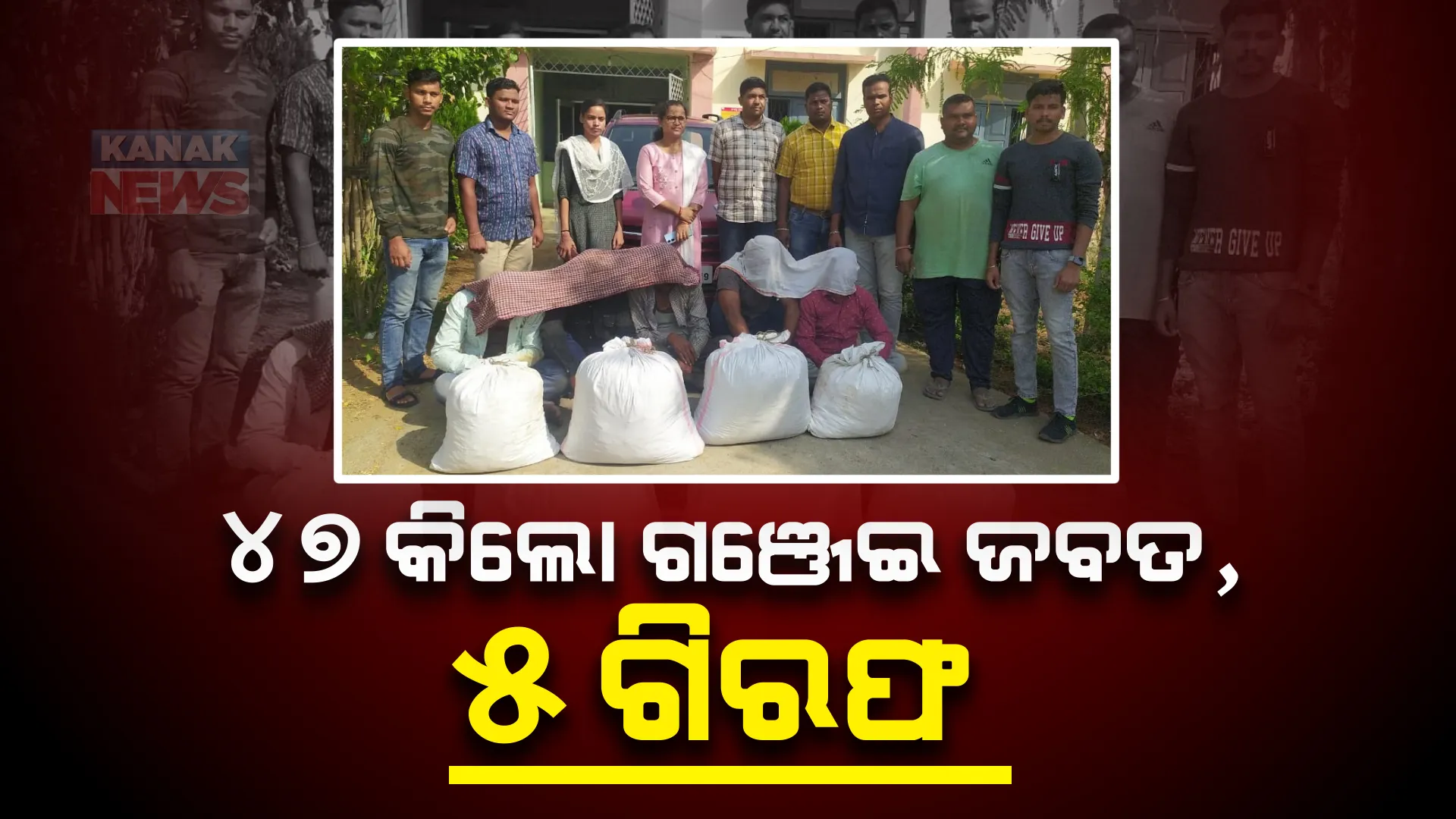 ସୁବର୍ଣ୍ଣପୁରରୁ ୪୭ କିଲୋ ଗଞ୍ଜେଇ ଜବତ, ୫ ଜଣଙ୍କୁ ଗିରଫ କଲା ଅବକାରୀ ବିଭାଗ