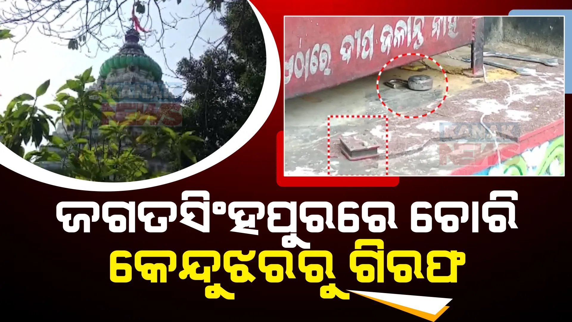 ଜଗତସିଂହପୁର ଶାରଳା ମନ୍ଦିର ଚୋରି ଘଟଣା । କେନ୍ଦୁଝରରୁ ବନ୍ଧା ହେଲା ମୁଖ୍ୟ ଅଭିଯୁକ୍ତ ।