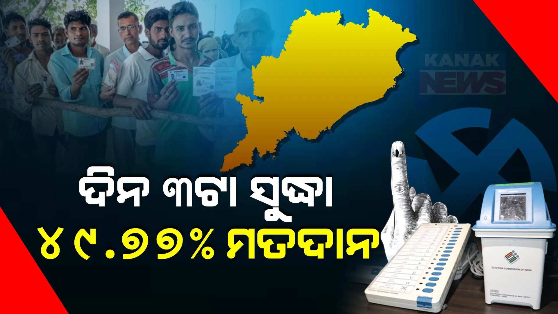ରାଜ୍ୟରେ ପଡୁଛି ଶେଷ ପର୍ଯ୍ୟାୟ ଭୋଟ୍: ଦିନ ୩ଟା ସୁଦ୍ଧା ୪୯.୭୭ ପ୍ରତିଶତ ମତଦାନ