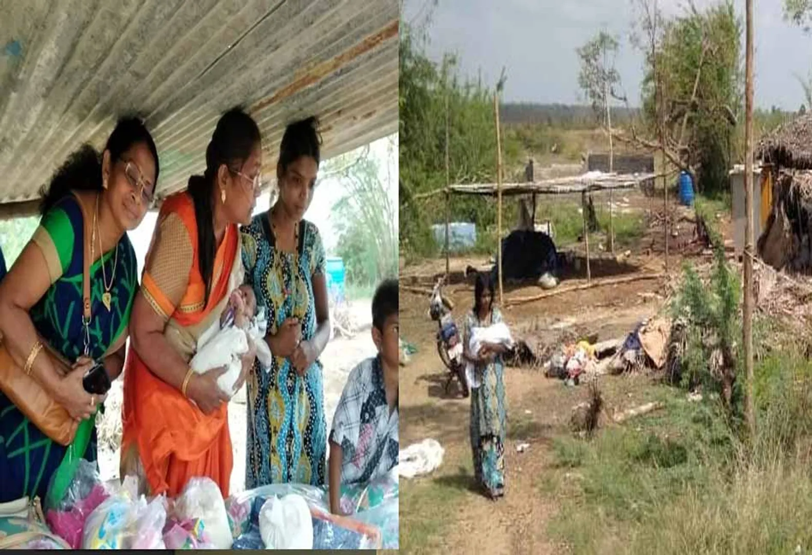 kaja storm in pudukkottai...baby and mother Lonely in village 