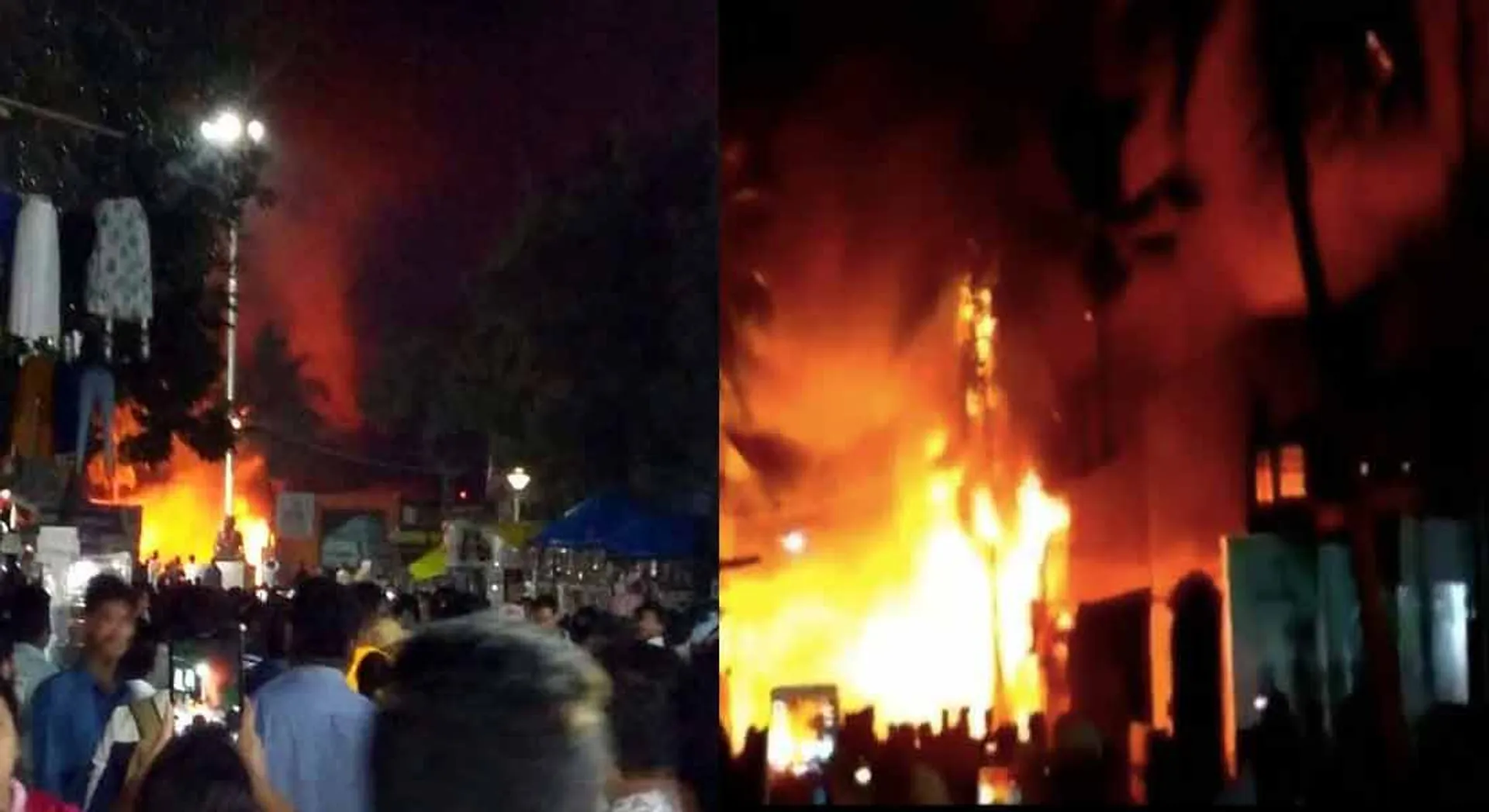 A big fire accident at Hyderabad Exhibition People get stuck in traffic jam