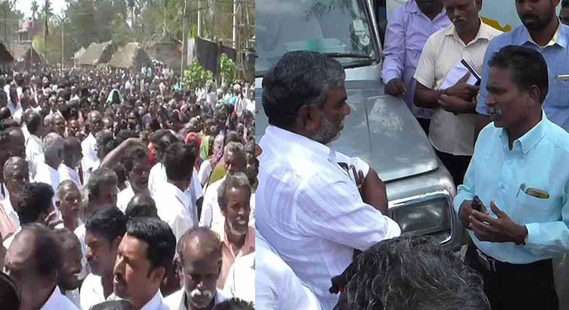 protest in thiruvarur for kaja storm  Relief!!