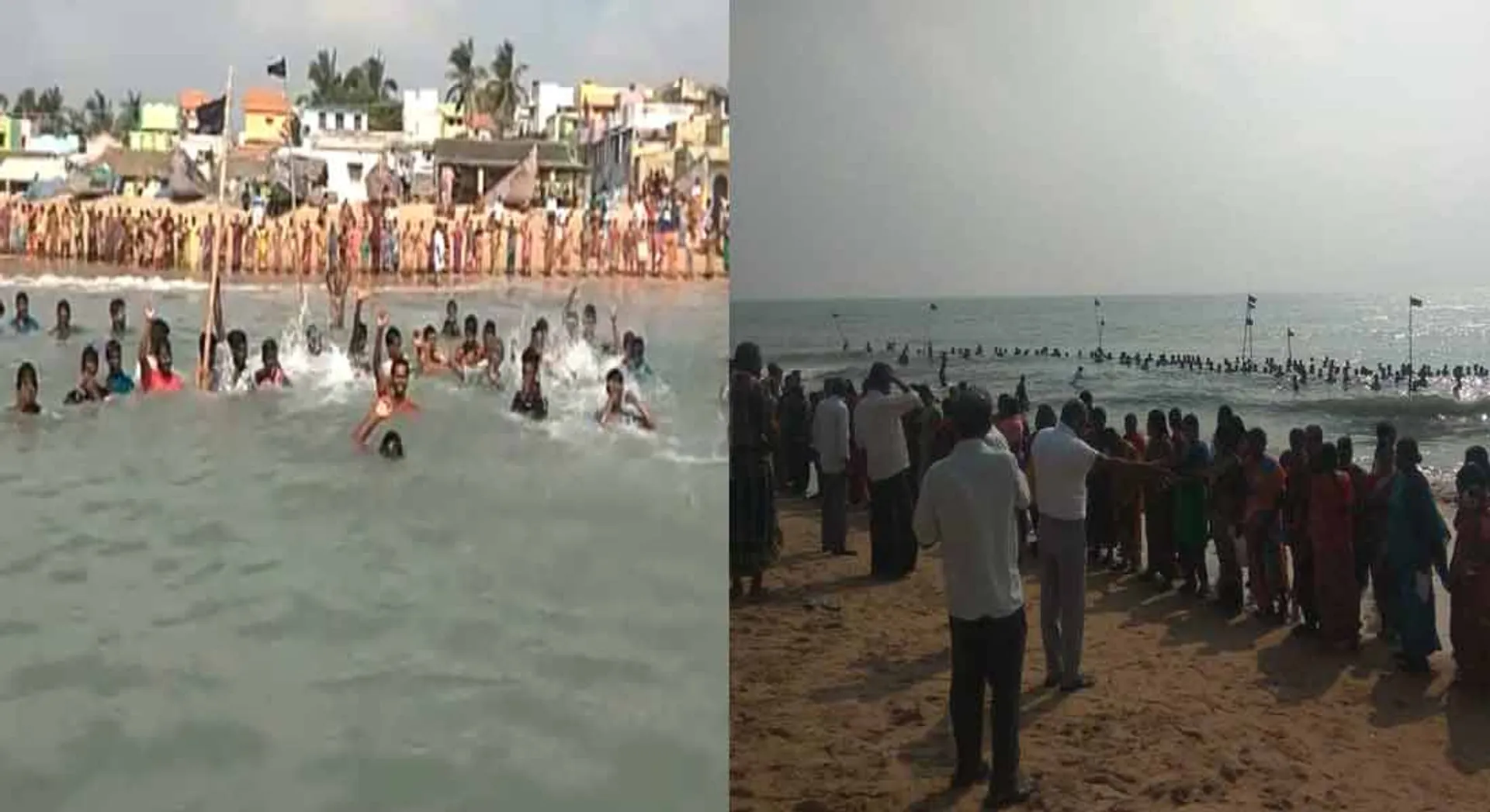   the mens in the sea and the women's in the shore ; protest against the coal landing in tutucorin