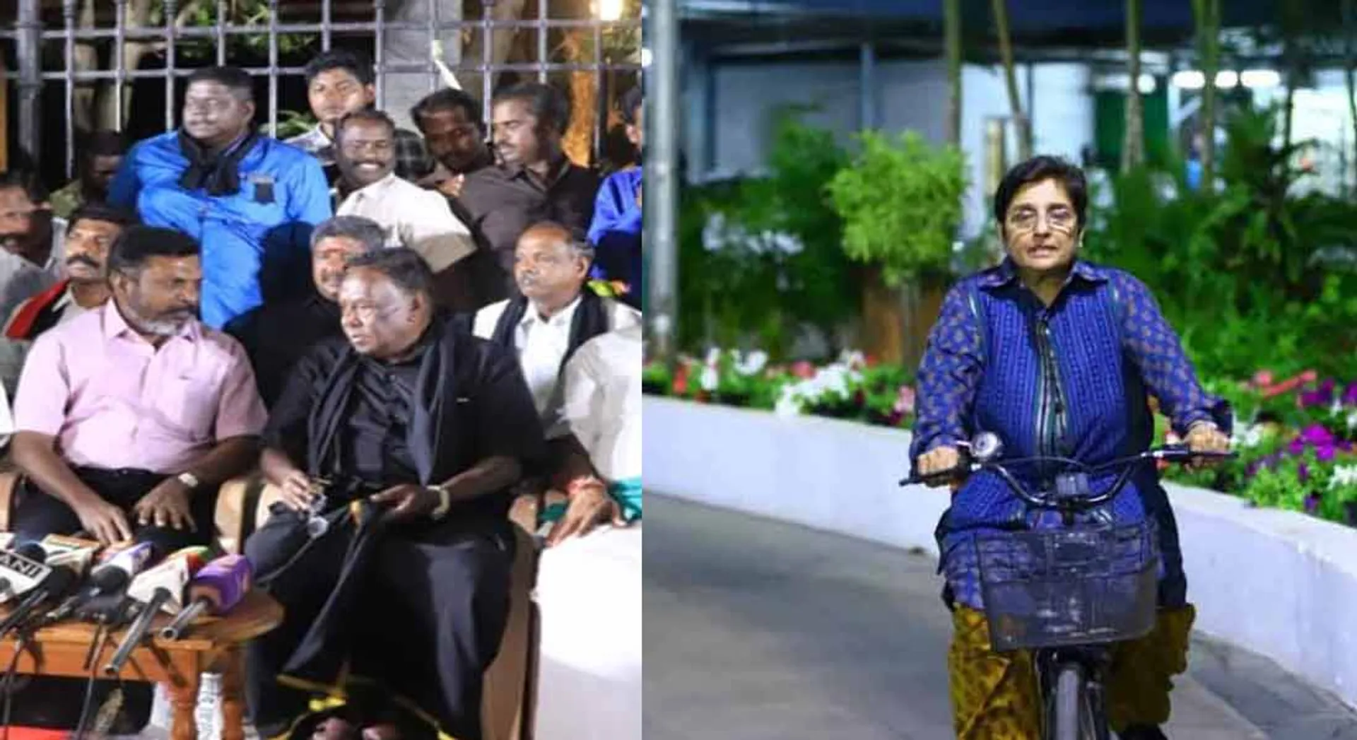  Narayanasamy's conditional rejection; kiranpedi Cycle driving at the Governor's Hall of 