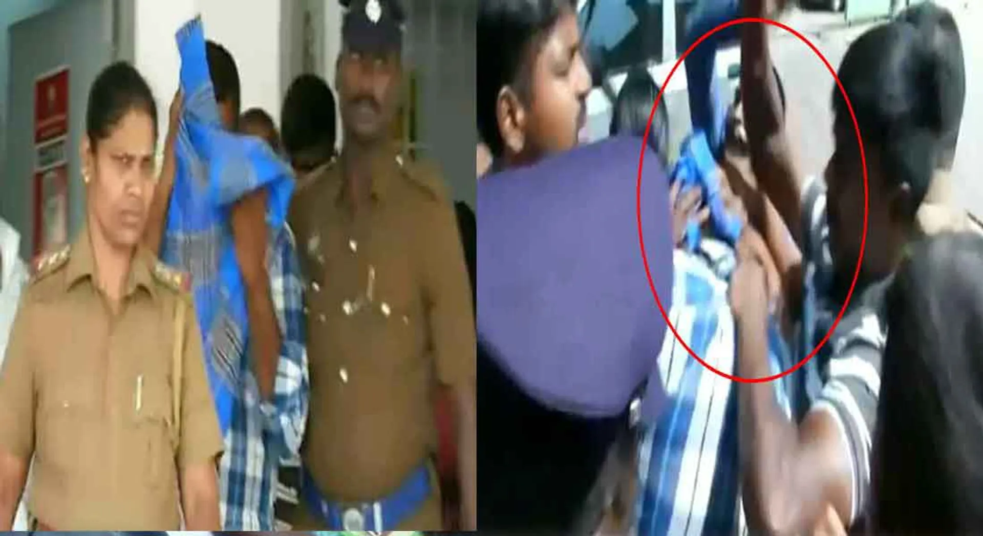 The people attack the santhosh... the police took care of them