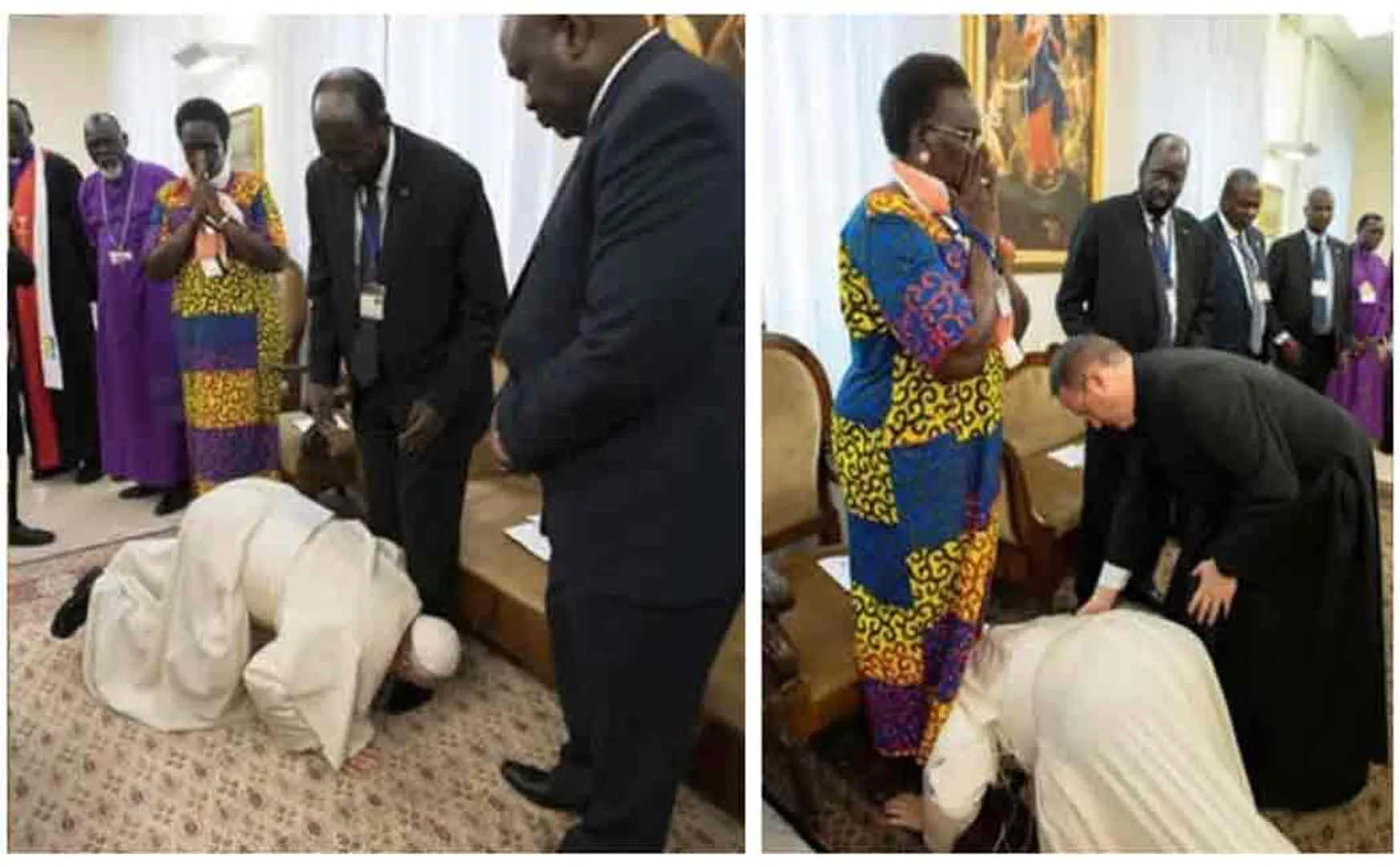 pope francis kissed south sudan policians feet