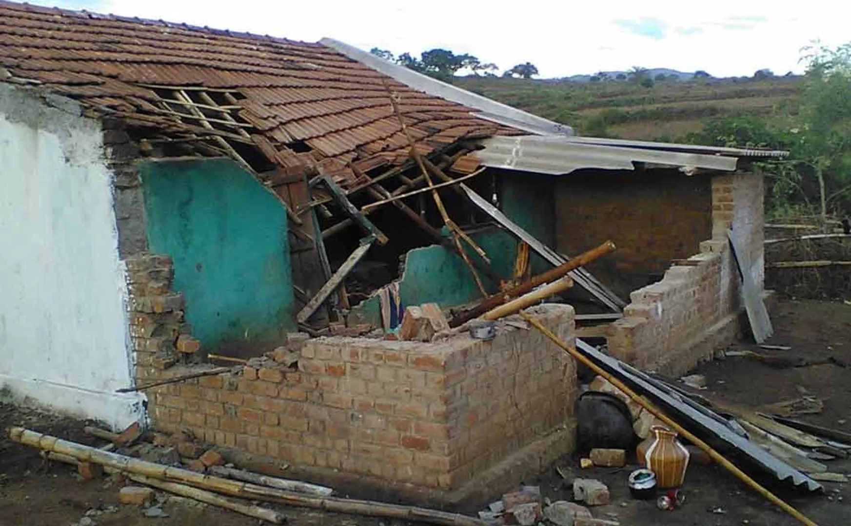 Elephant damaged villager house 