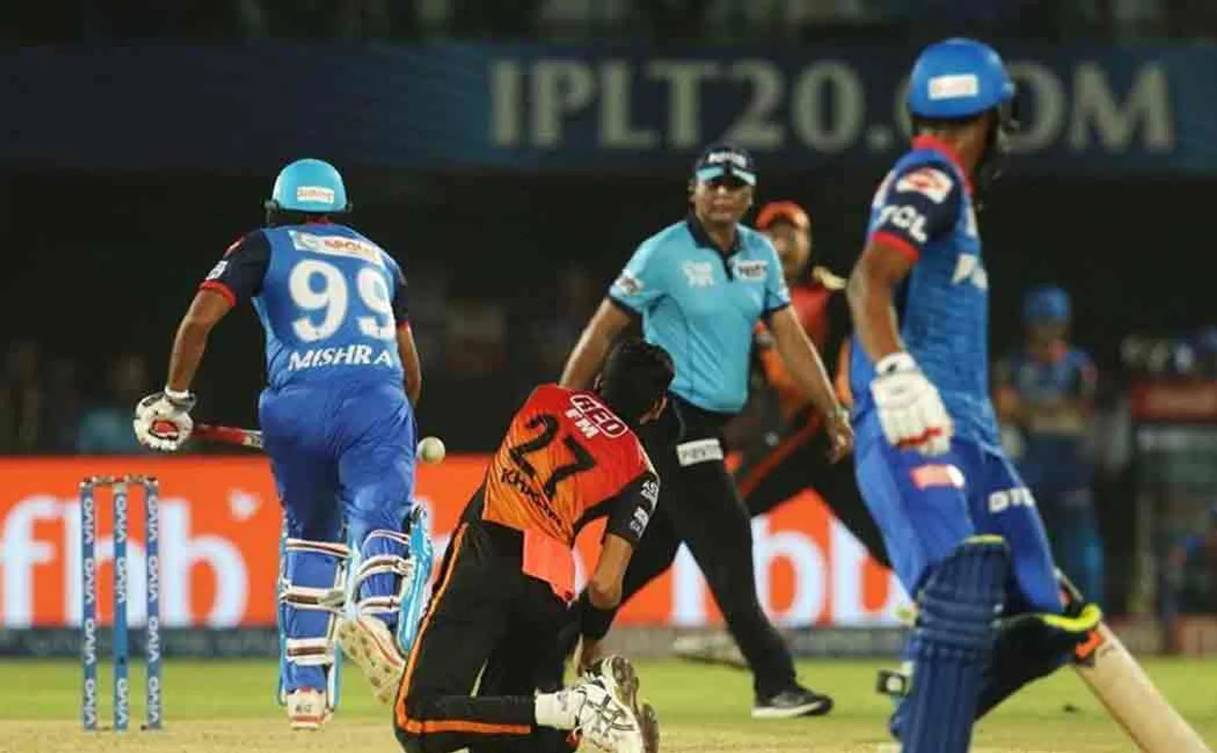 amit mishra got out for obstuction of fielding