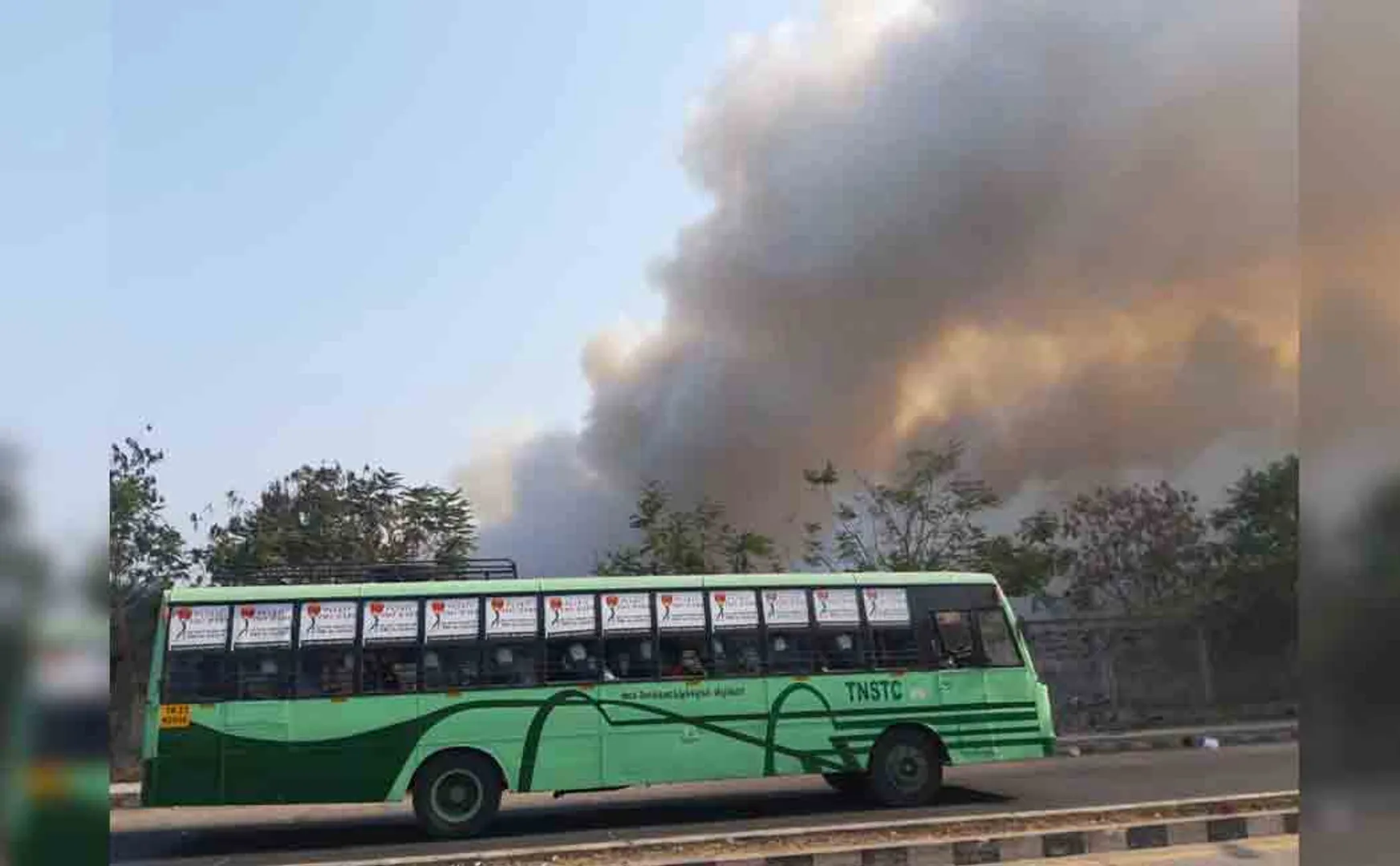 fire accident on koyambedu bus stand 
