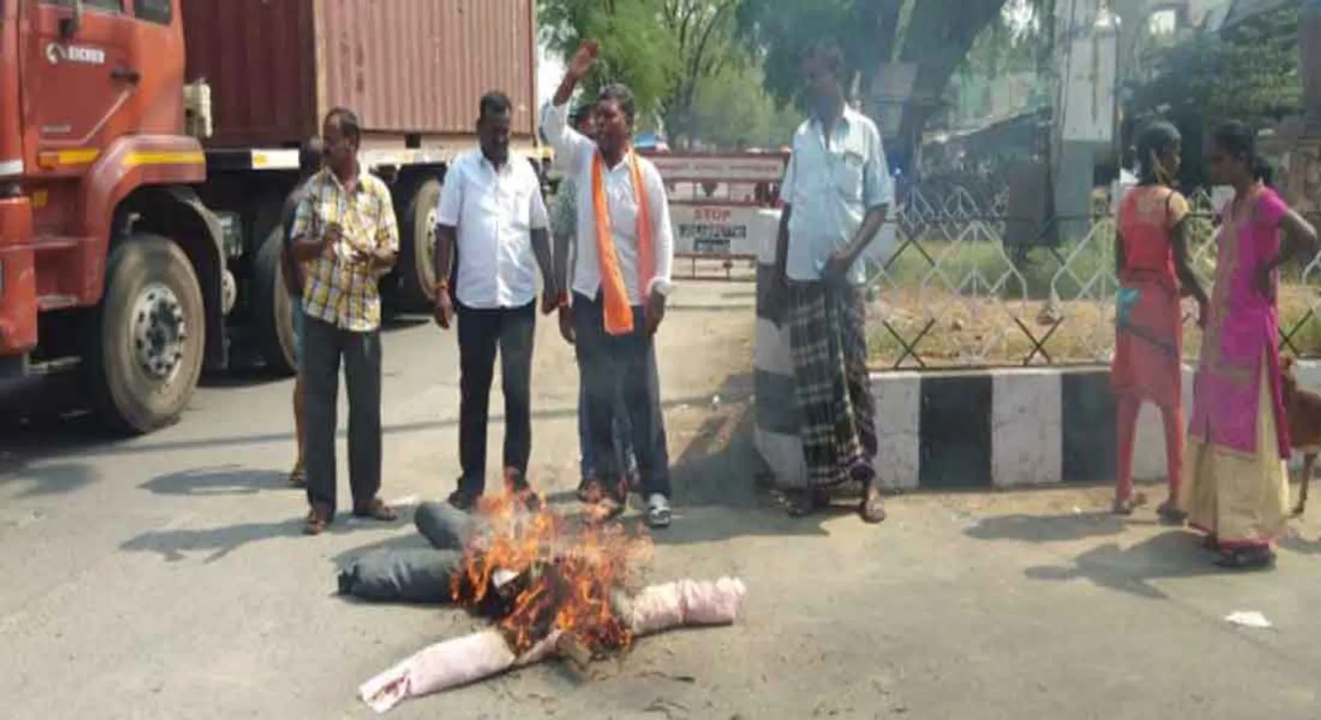 kamal Embodiment burn protest in vellore... 