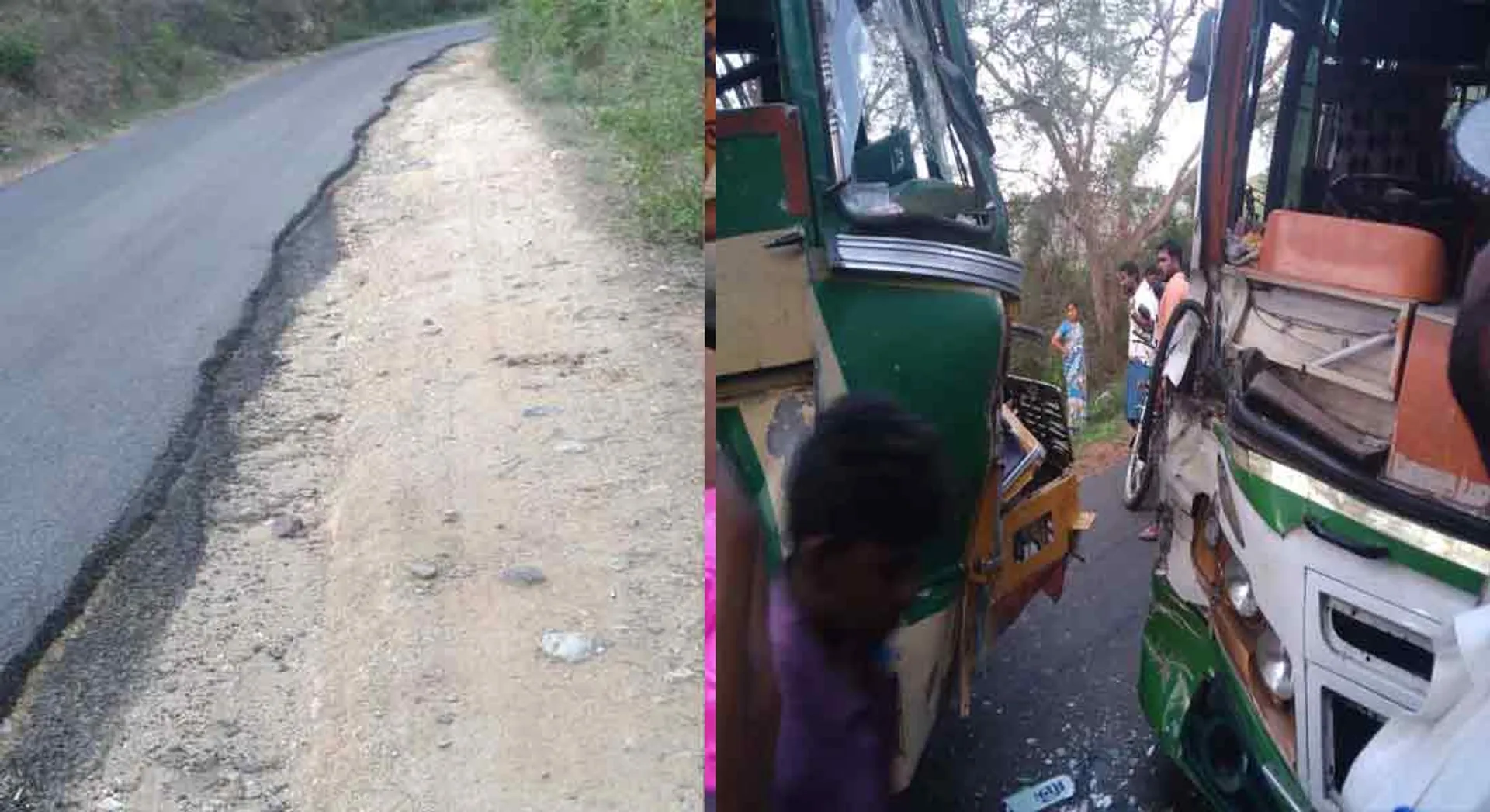 damaged road..accident in vellore 