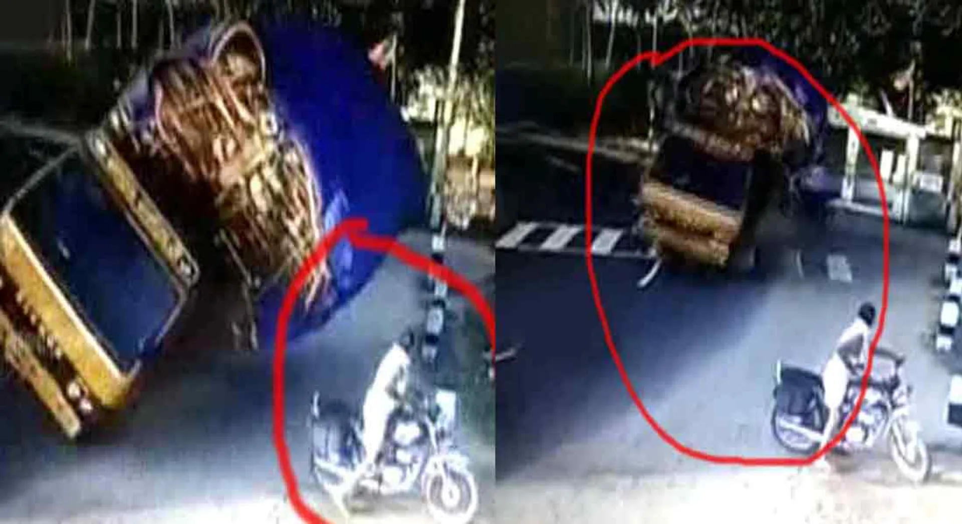  Cargo lorry accident over on the road rim...cctv video released 