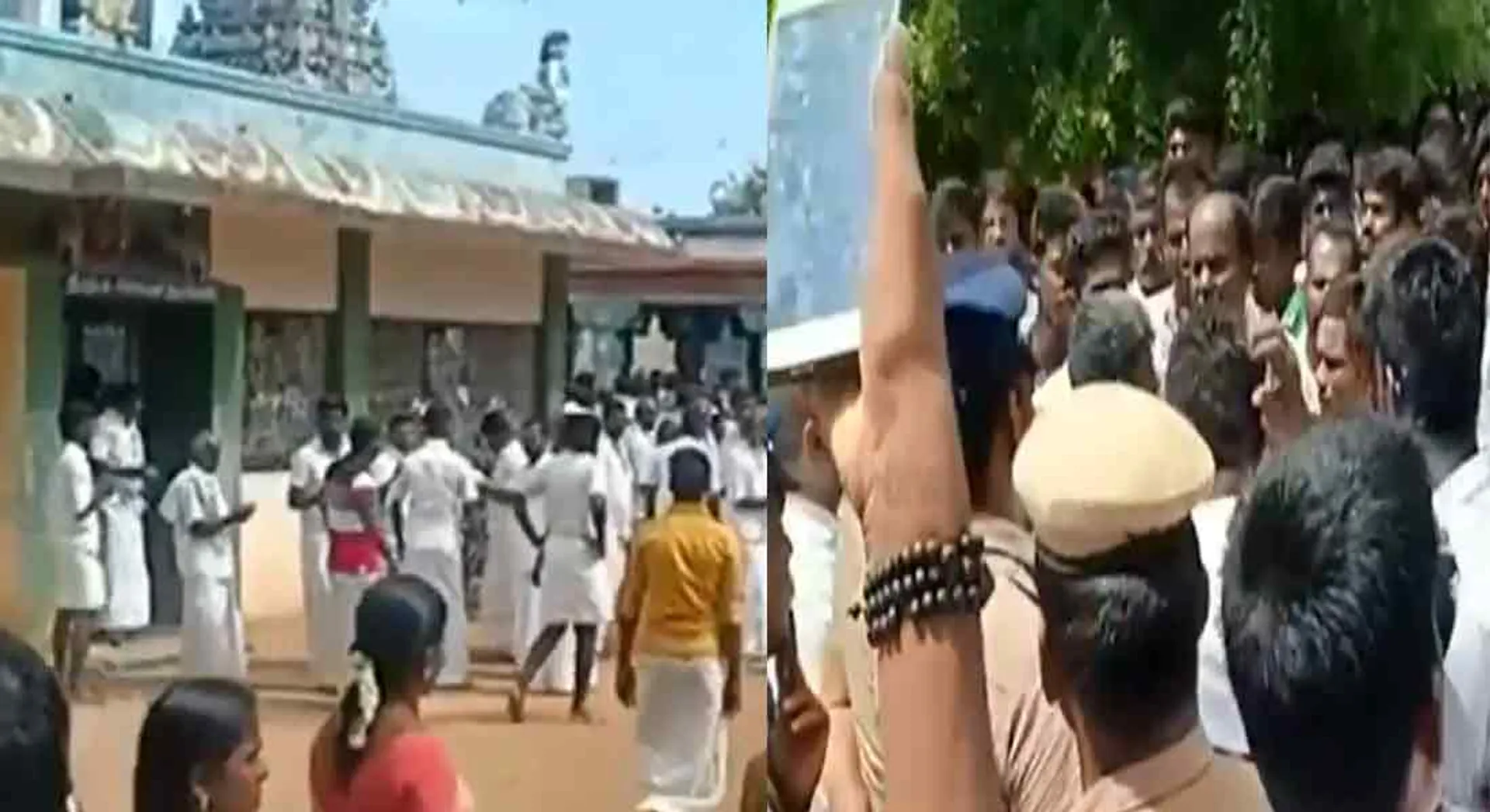 The temple belongs to the town.... Public demonstration!!