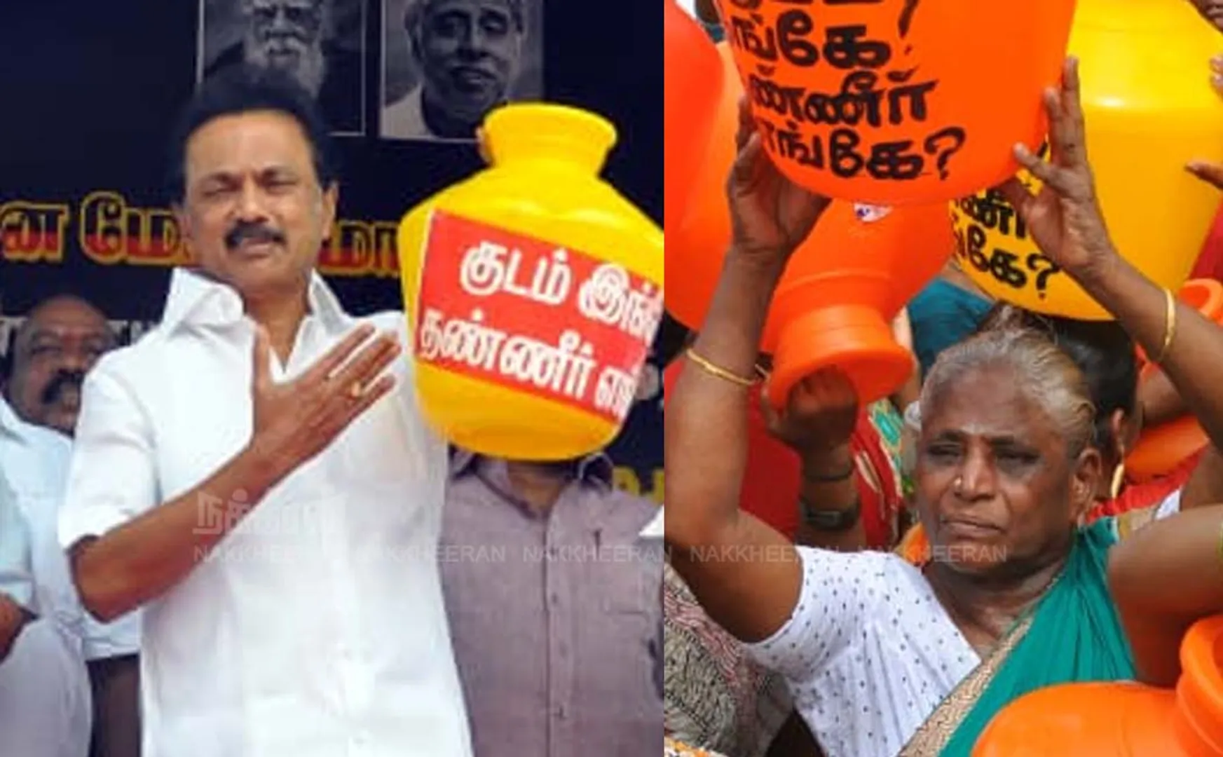 M.K.Stalin protest for Water Problem 