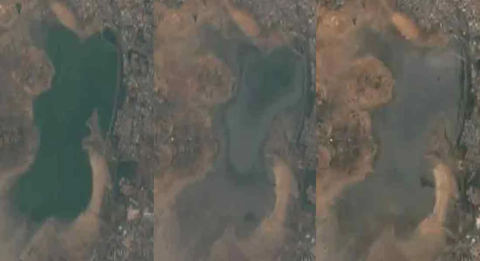 puzhal Lake at the peak of the drought... Shocking Satellite Photos !!