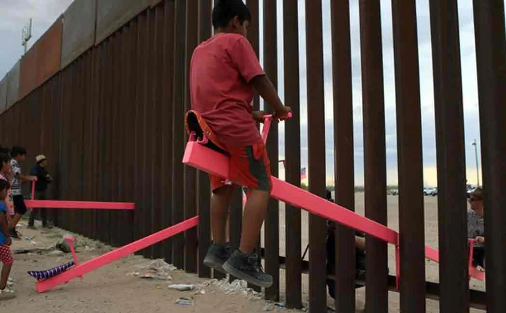 seesaw fixed in america mexico border wall