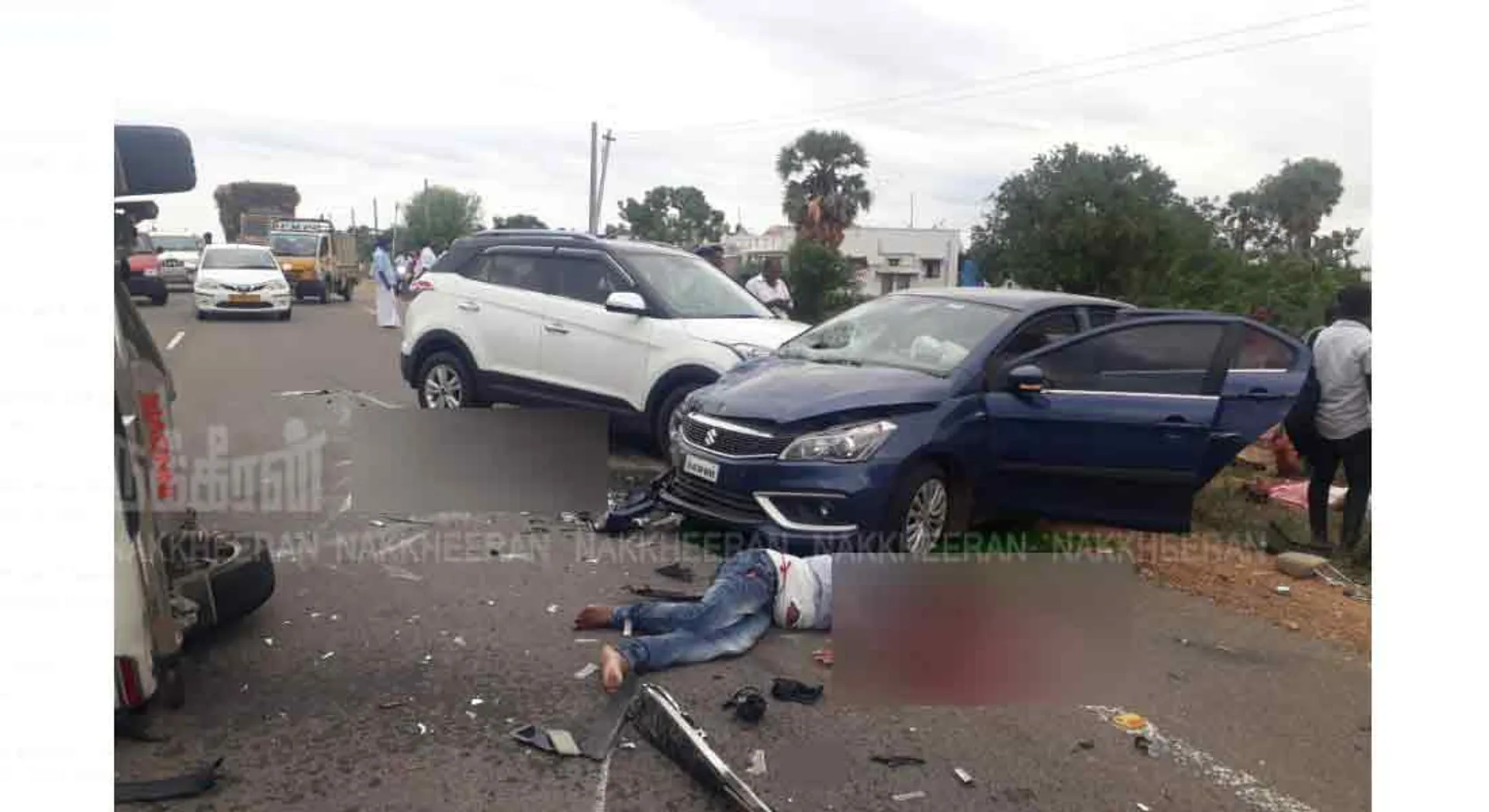 Accident near Pudukkottai: 7 vehicles collide!