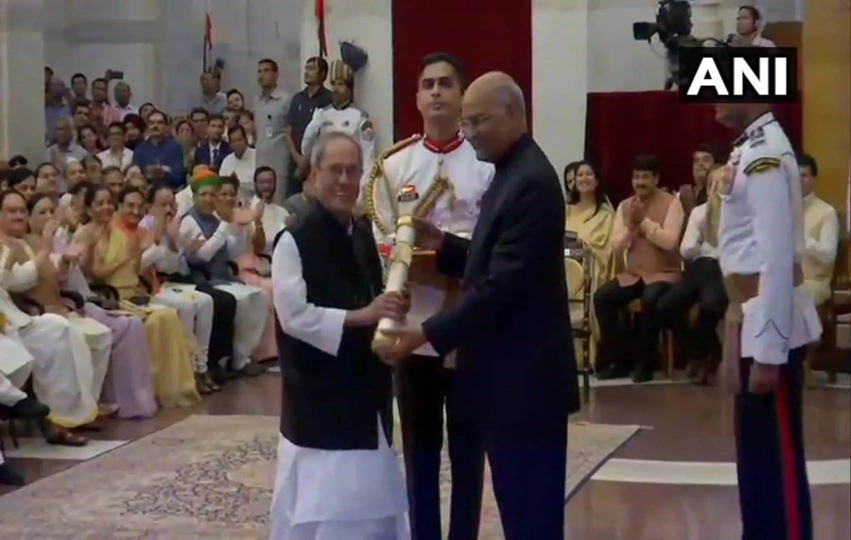 DELHI PRESIDENT HOUSE BHARAT RATNA AWARD FUNCTION CEREMONY FORMER PRESIDENT PRANAB MUKHERJEE 