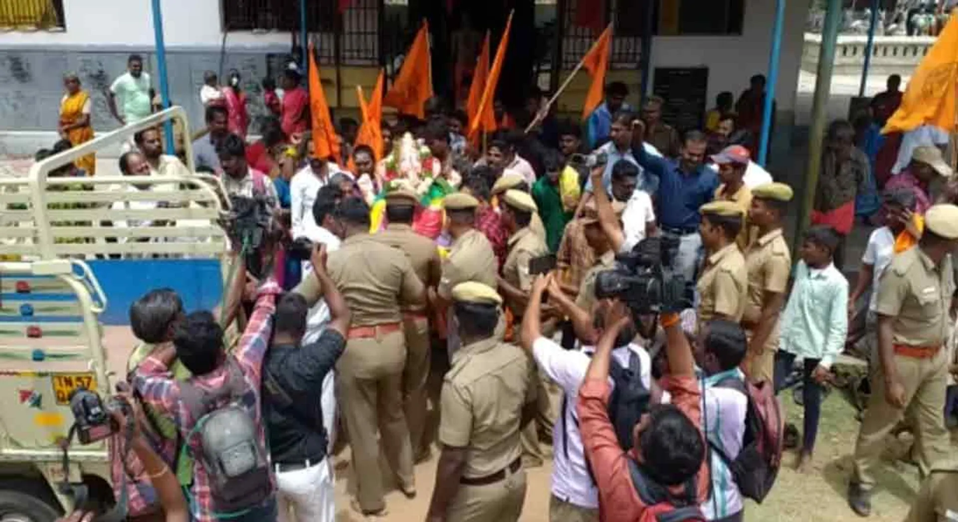 A statue of Lord Ganesha removed from Dindigul 