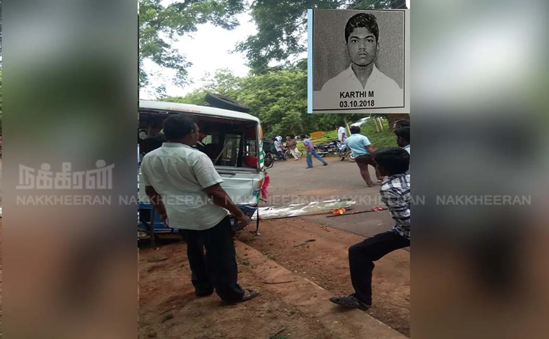 cuddalore neyveli private school van collapse 10th student karthik incident 