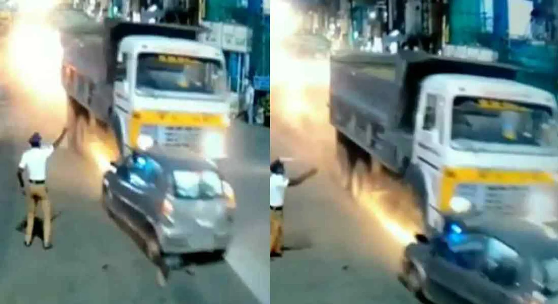  Shocking CCTV footage of a tipper truck 