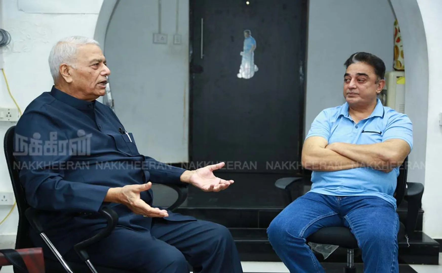 former union minister yashwant sinha meet with makkal needhi maiam kamal hassan at chennai 