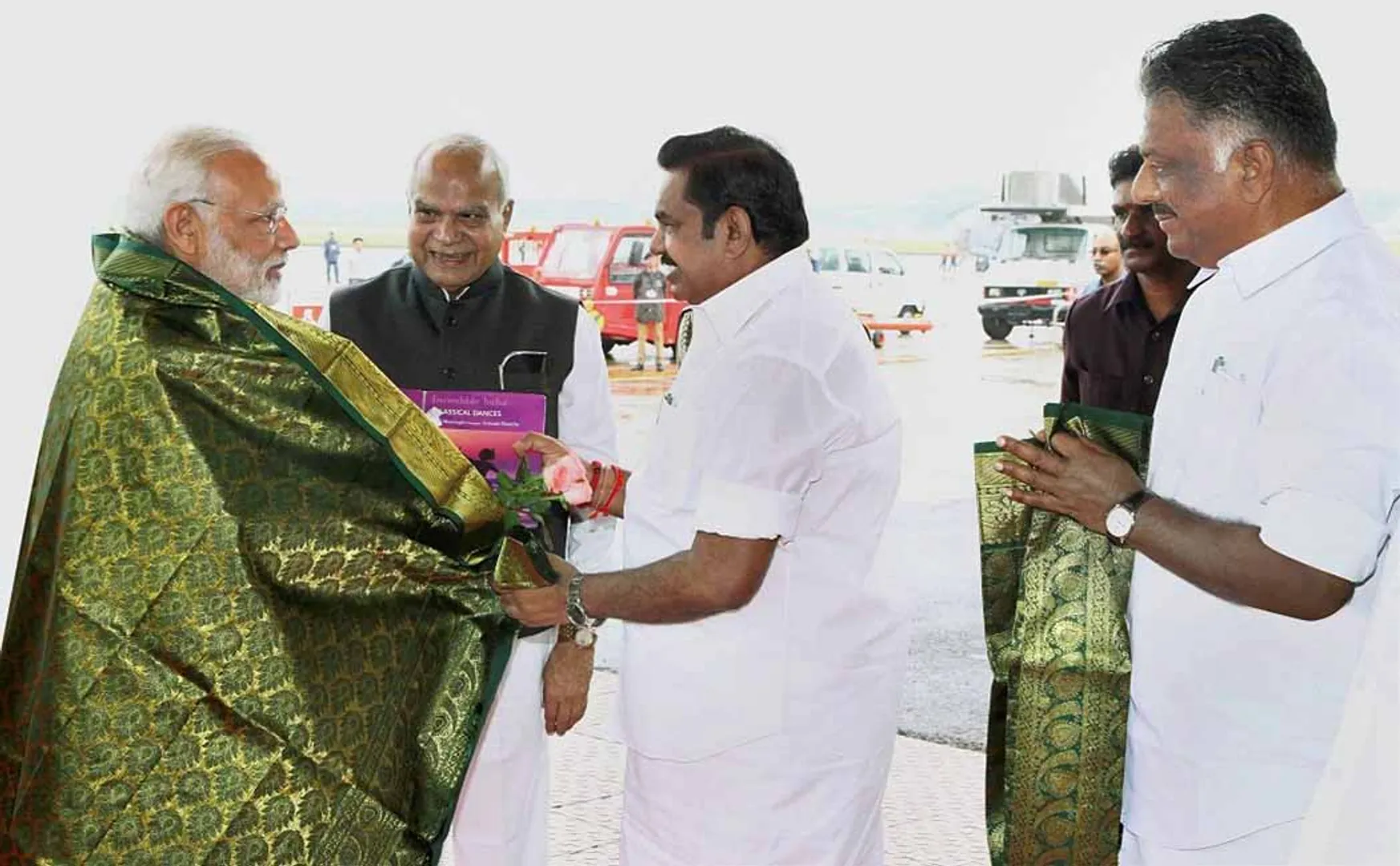 prime minister narendra modi arrive at chennai airport 